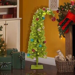 4.75 ft LED Grinch Themed Christmas Tree Pre Lit Dr Seuss Whoville Decor New